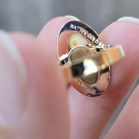 Native Gold Nugget Diamond Ring - Picture 2 of 3